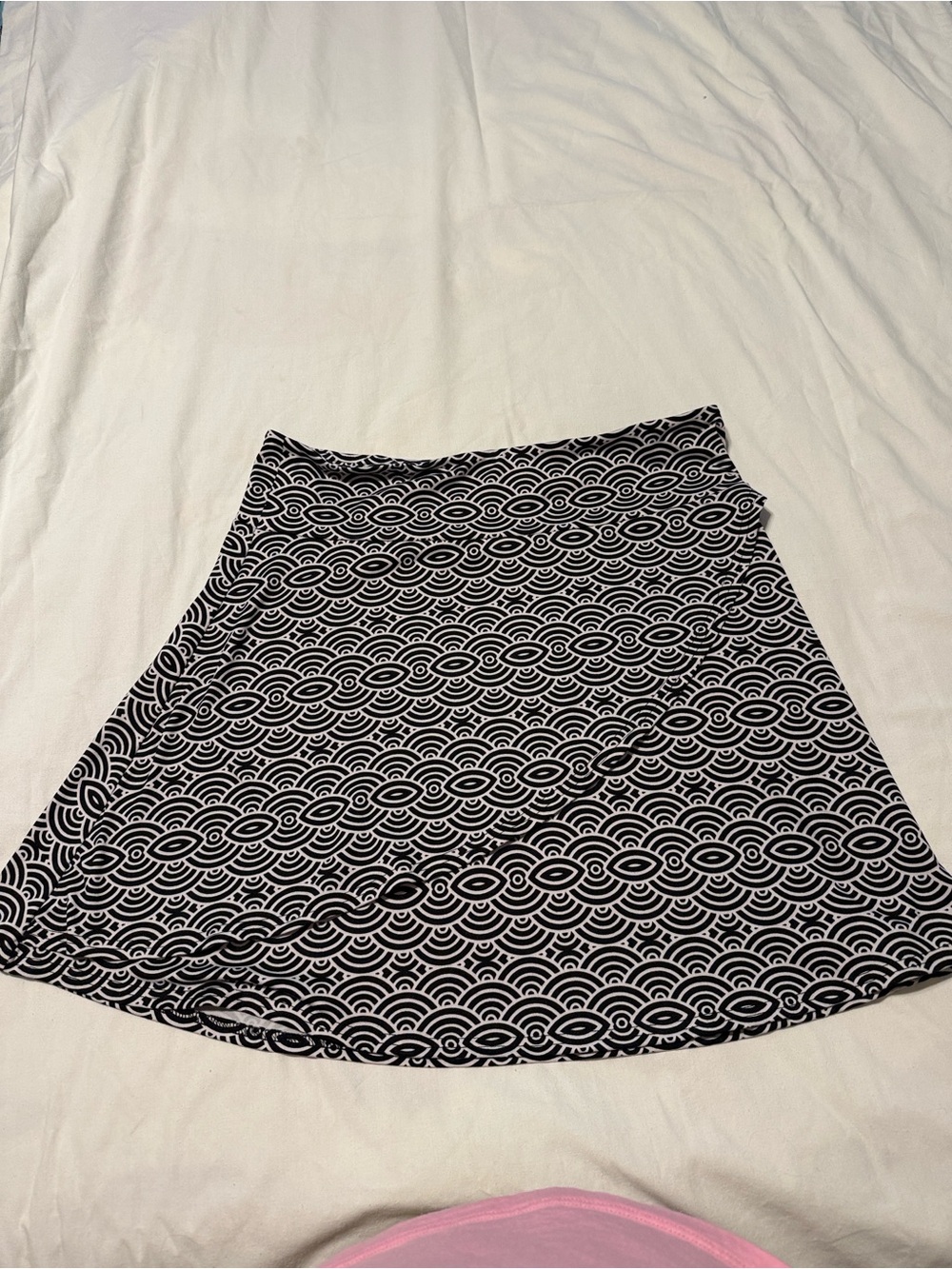 Soybu Black and White Geometric A-Line Skirt